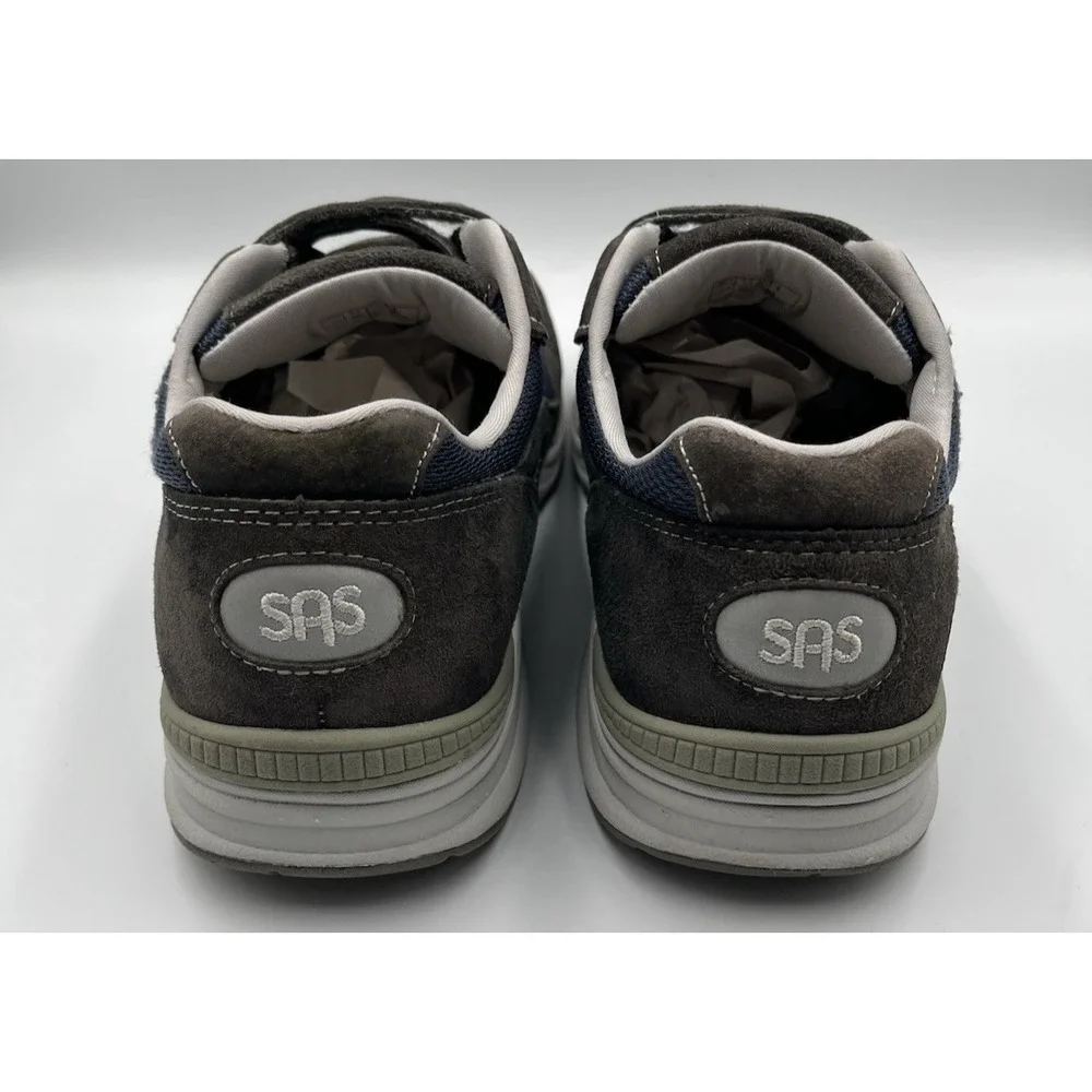 SAS JV Mesh Sneakers Mens‎ 11 Blue Gray Suede Comfort Walking Shoes Hook Loop
